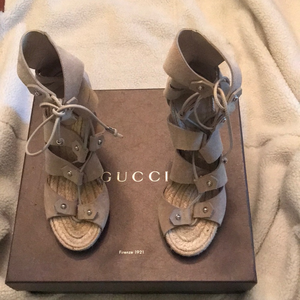 Gucci Nappa Moorea Strappy Heeled Sandals